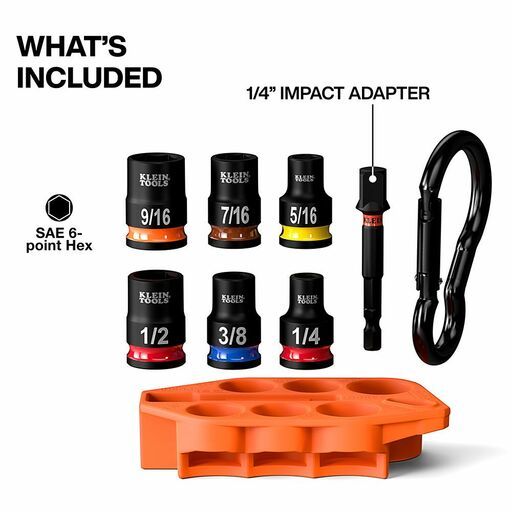 Klein A-33808 7pce Grab-And-Go SAE Impact Socket Set – image 4