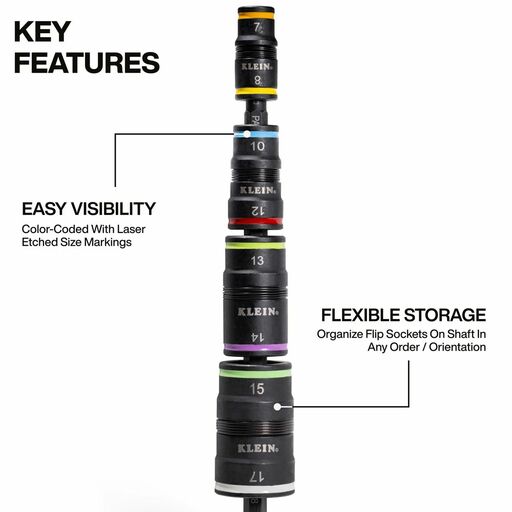 Klein A-32934M 7mm to 17mm 8-in-1 Impact Rated Flip Socket Metric Set – image 3