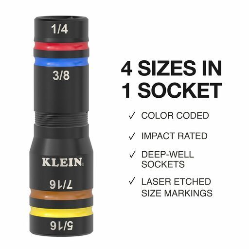 Klein A-651QS Quad-4 Heavy-Duty Impact SAE Flip Socket – image 2