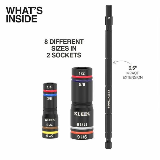 Klein A-652QS 3pce Quad-8 Deep-Well Heavy-Duty Impact SAE Flip Sockets – image 4
