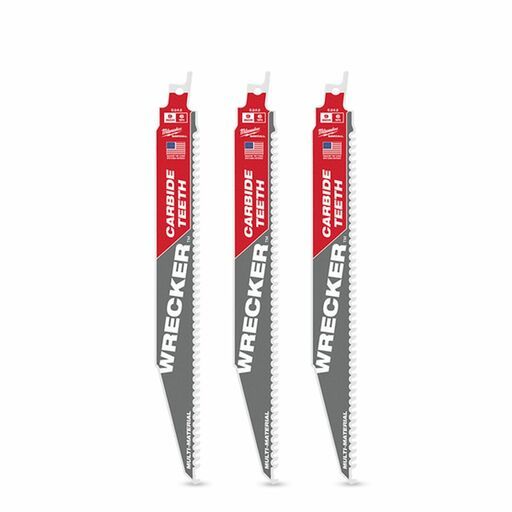 Milwaukee 48475342 (48005342) 3 Pack 230mm (9") 6TPI SAWZALL The WRECKER with Carbide Teeth Demolition Blades – image 4