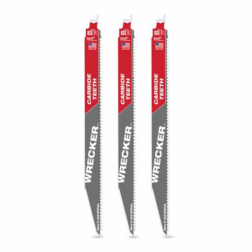 Milwaukee 48005343 3-Pack 300mm (12") 6TPI SAWZALL The WRECKER with Carbide Teeth Demolition Blades – image 4