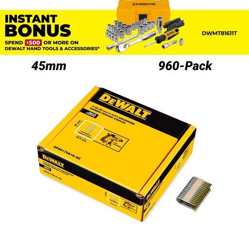 DeWalt DFS9175B1G-QZ 960-Pack 45mm (1-3/4") 9Ga Galvanised Barbed Fencing Staple to Suit DCFS950