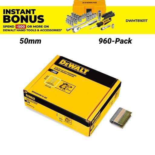 DeWalt DFS9200B1G-QZ 960-Pack 50mm (2") 9Ga Galvanised Barbed Fencing Staple to Suit DCFS950