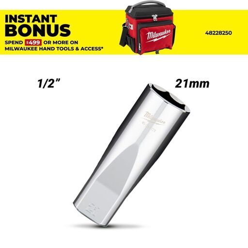 Milwaukee 45342121 1/2" Drive 21mm Metric Deep 6-Point Socket