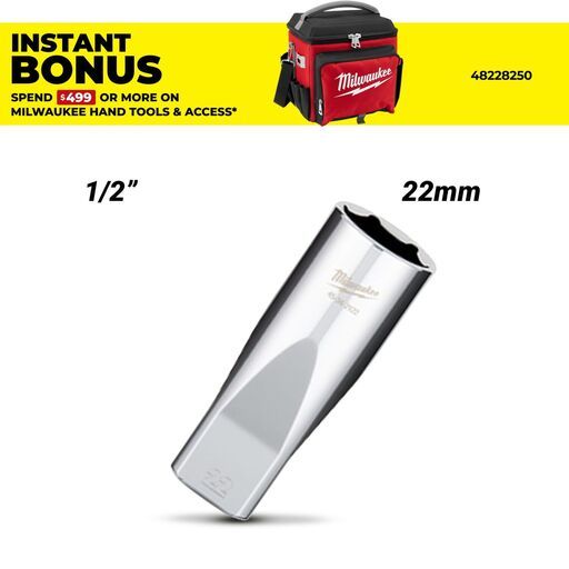 Milwaukee 45342122 1/2" Drive 22mm Metric Deep 6-Point Socket