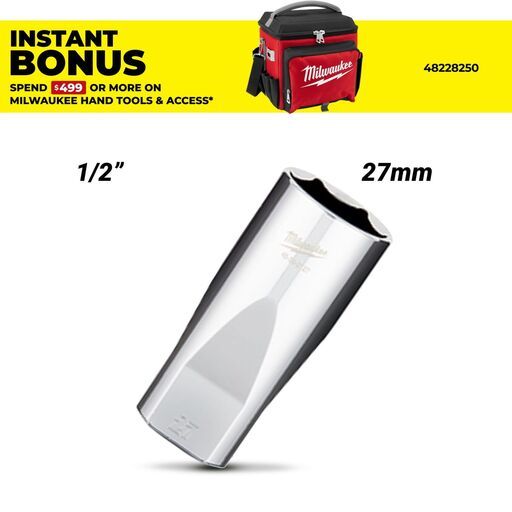 Milwaukee 45342127 1/2" Drive 27mm Metric Deep 6-Point Socket
