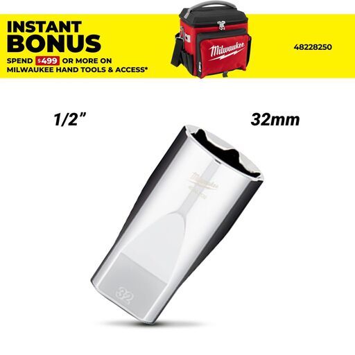 Milwaukee 45342132 1/2" Drive 32mm Metric Deep 6-Point Socket