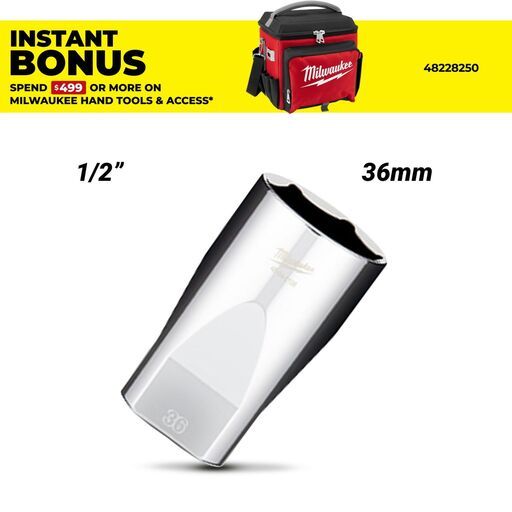Milwaukee 45342136 1/2" Drive 36mm Metric Deep 6-Point Socket