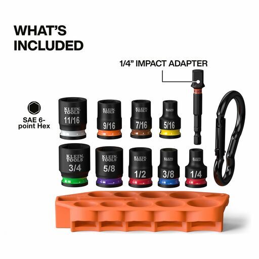 Klein A-33809 10pce Grab-And-Go SAE Impact Socket Set – image 3