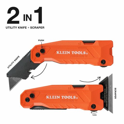 Klein A-44306 FLICKBLADE™ 2-in-1 Utility Knife / Scraper with Blade Storage – image 2