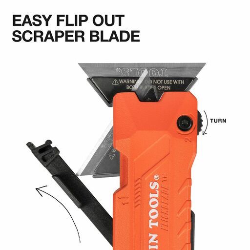 Klein A-44306 FLICKBLADE™ 2-in-1 Utility Knife / Scraper with Blade Storage – image 4