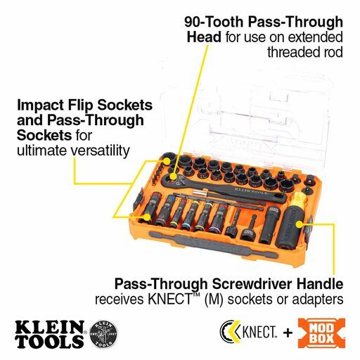 Klein A-65500KNECT 39pce KNECT™ Complete Impact Pass Through and Flip Socket Set – image 5