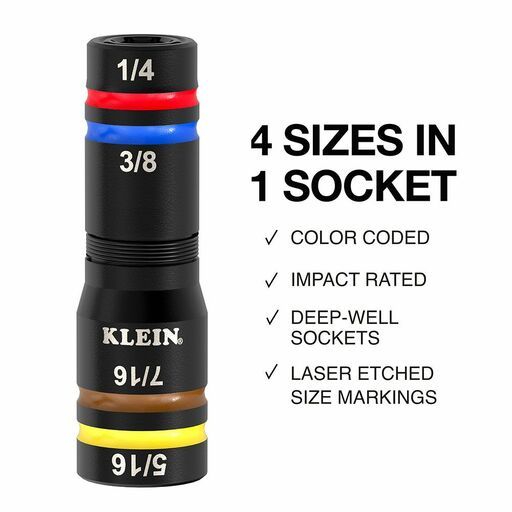 Klein A-656QS 9pce KNECT™ Quad-24 Heavy-Duty Impact Metric / SAE Flip Sockets – image 5