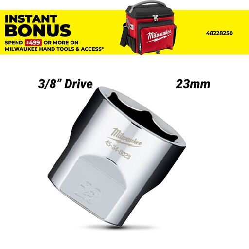 Milwaukee 45348023 3/8" Drive 23mm Metric Standard 6-Point Socket