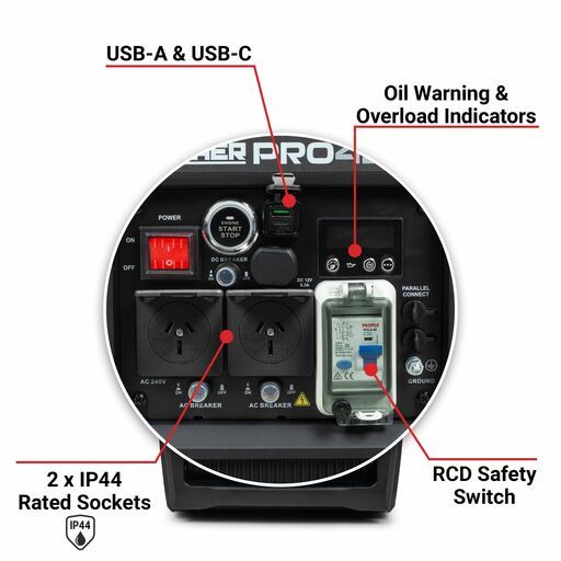 Panther PRO4200 4200w 5.2kVA Lightweight Inverter Generator with RCD Switch – image 7