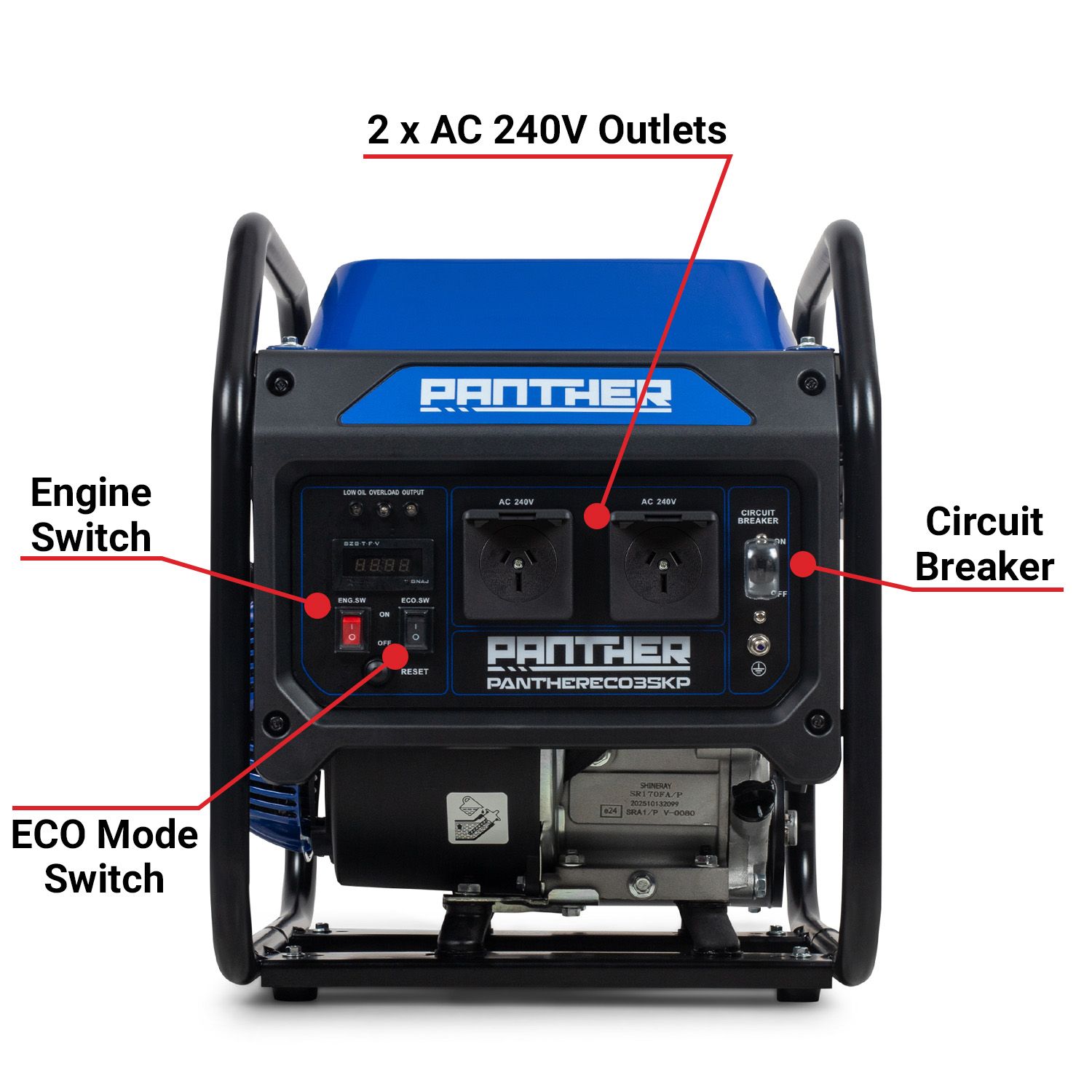 Panther PANTHERECO35KP 3500W Recoil Start Petrol Inverter Generator – image 3