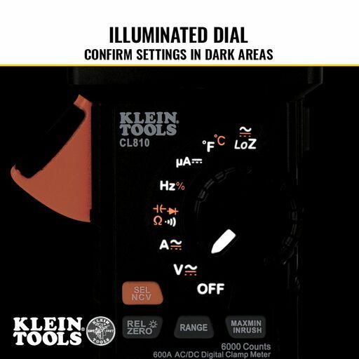 Klein A-CL810 600A AC/DC Auto-Ranging TRMS Clamp Meter with Worklight – image 8