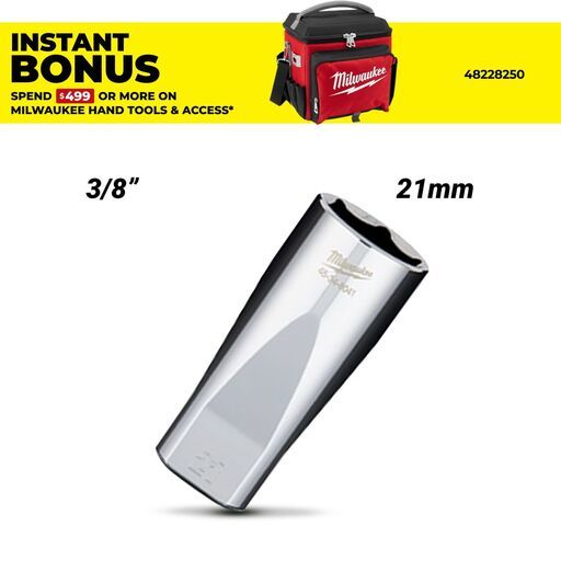 Milwaukee 45348041 3/8" Drive 21mm Metric Deep 6-Point Socket