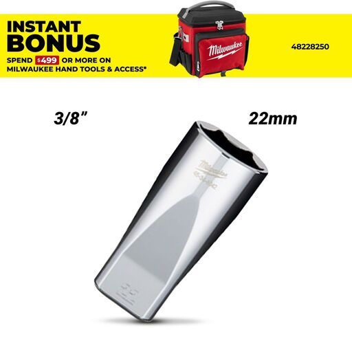 Milwaukee 45348042 3/8" Drive 22mm Metric Deep 6-Point Socket