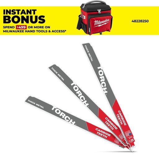 Milwaukee 48475303 (48005303) 3-Pack 300mm (12") 8TPI SAWZALL The TORCH with Carbide Teeth Blades