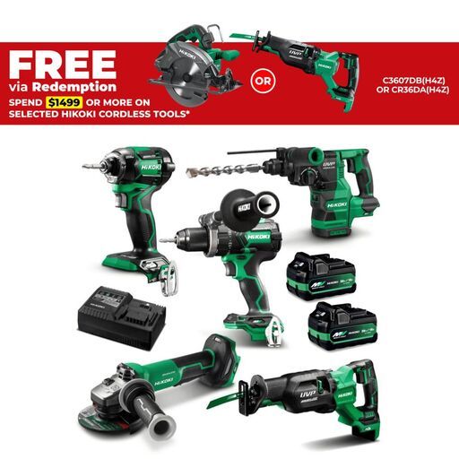 HiKOKI KC36D5PS(HRZ) (AU48000056) 36V 5.0Ah/2.5ah MultiVolt Li-ion Cordless Brushless 5pce Combo Kit