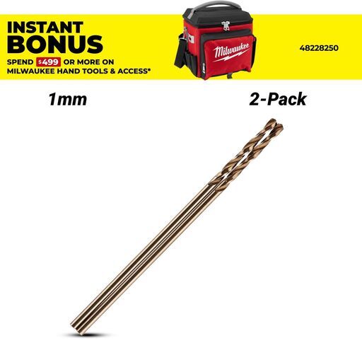 Milwaukee 48892501 1mm RED HELIX™ Cobalt Drill Bit 2 Pack