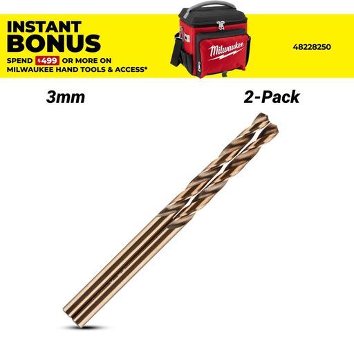 Milwaukee 48892505 3mm RED HELIX™ Cobalt Drill Bit 2 Pack
