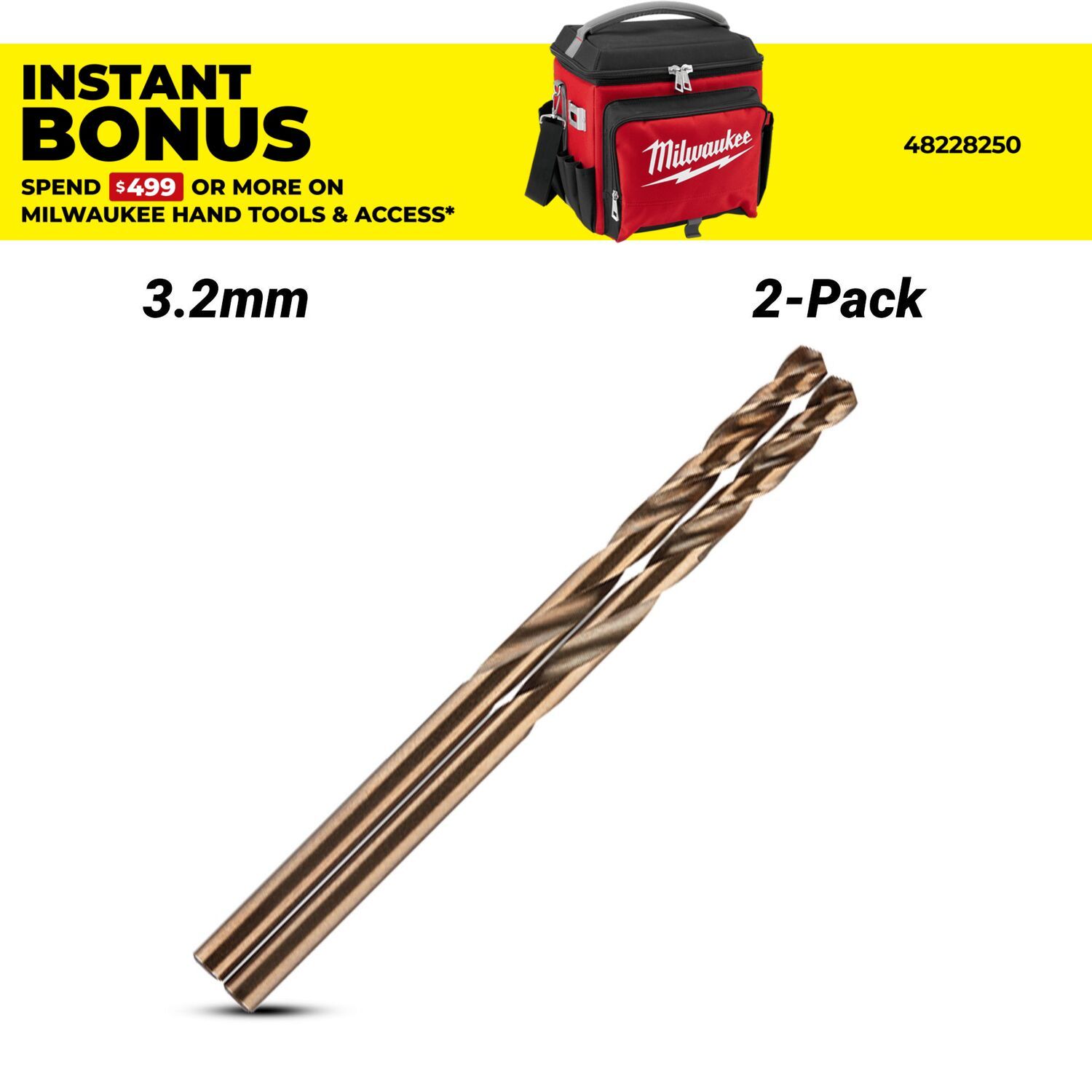 Milwaukee 48892506 3.2mm RED HELIX™ Cobalt Drill Bit 2 Pack – image 1
