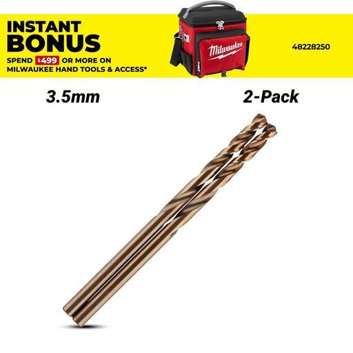 Milwaukee 48892507 2-Pack 3.5mm RED HELIX™ Cobalt Drill Bit