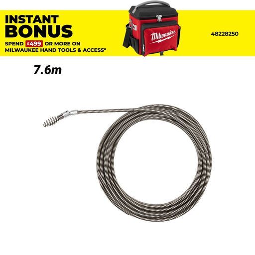 Milwaukee 48532578 TRAPSNAKE 7.6 m (25') Auger Drop Head Replacement Cable