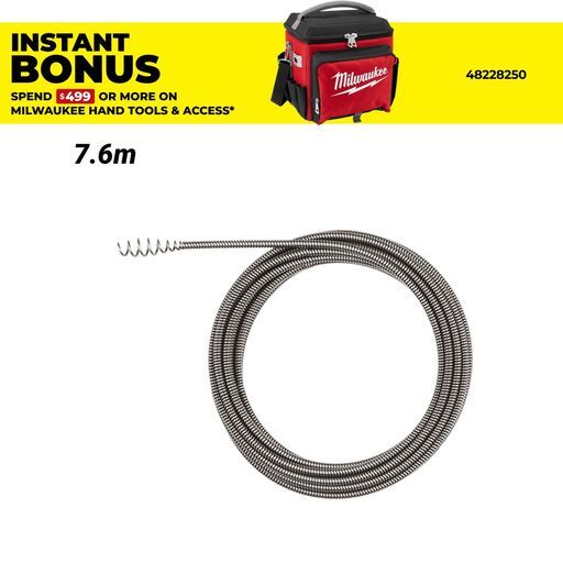 Milwaukee 48532579 TRAPSNAKE 7.6 m (25') Auger Bulb Head Replacement Cable