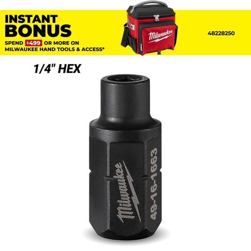 Milwaukee 49161663 M12 FUEL 1/4" Hex Insider Pass-Through Ratchet Anvil Adapter