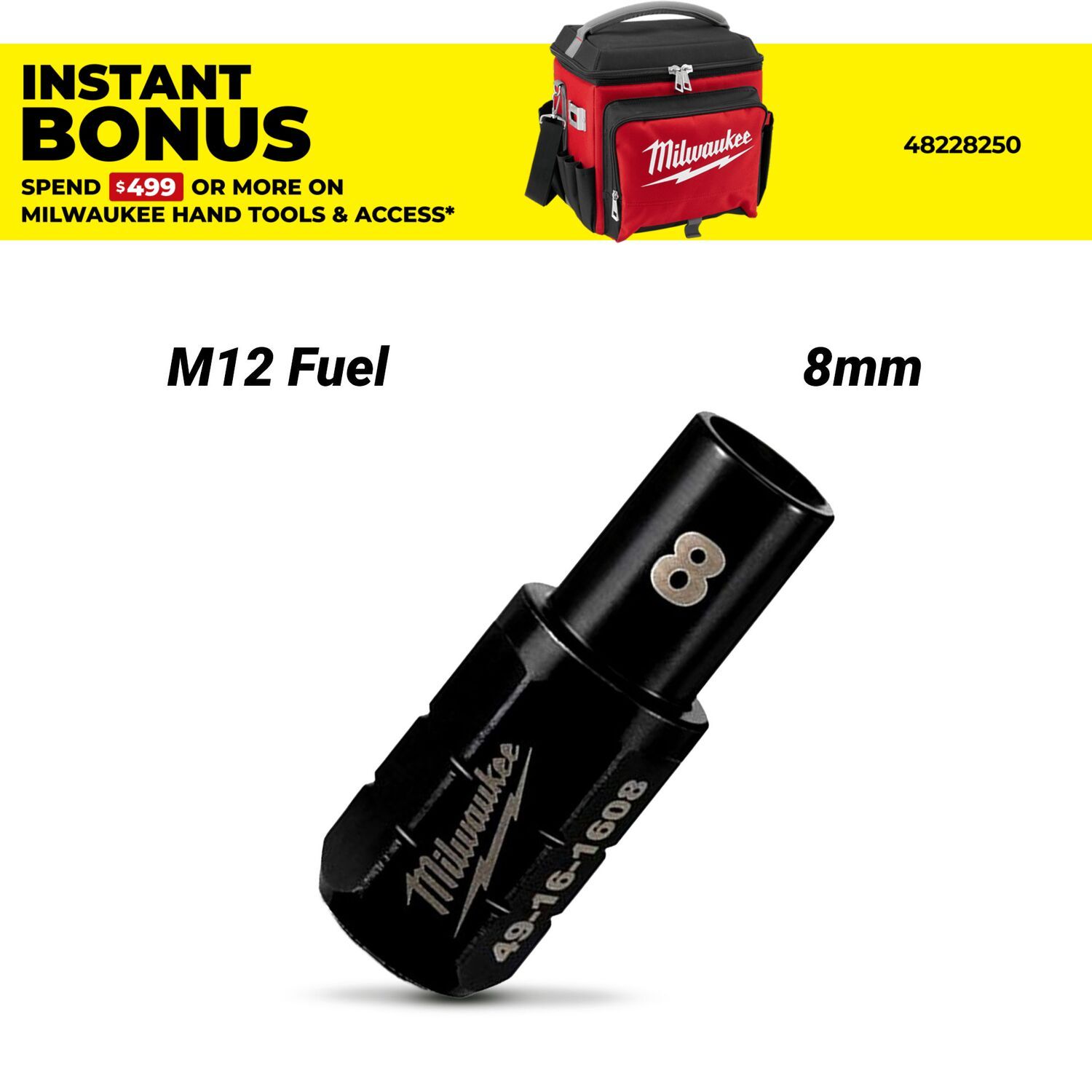 Milwaukee 49161608 M12 FUEL 8mm Insider Pass-Through Ratchet Socket – image 1