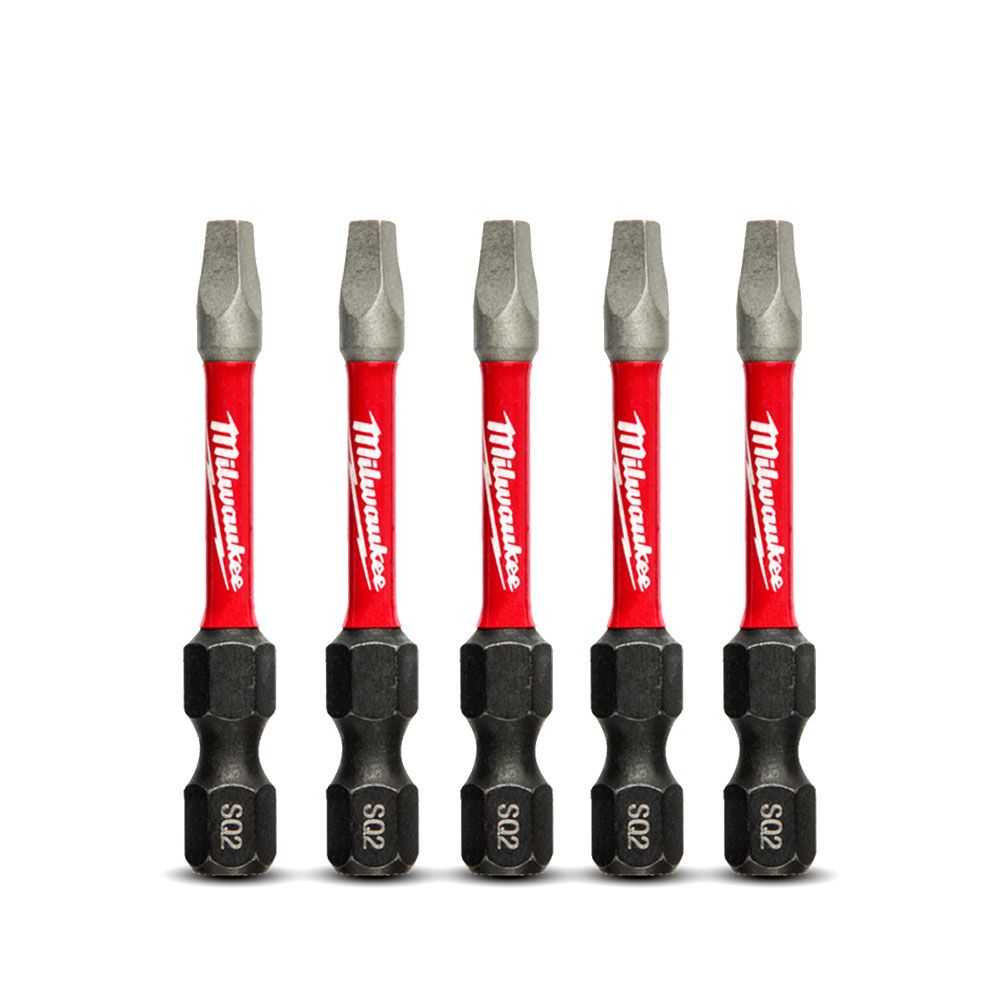Milwaukee 48324606 5-Pack #2 50mm (2") SHOCKWAVE Power Bit Square Recess – image 4