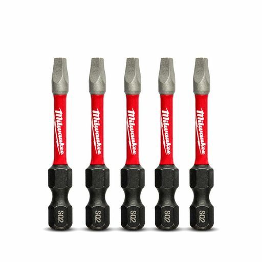 Milwaukee 48324606 5-Pack #2 50mm (2") SHOCKWAVE Power Bit Square Recess – image 4