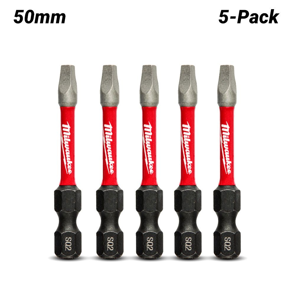 Milwaukee 48324606 5-Pack #2 50mm (2") SHOCKWAVE Power Bit Square Recess – image 2