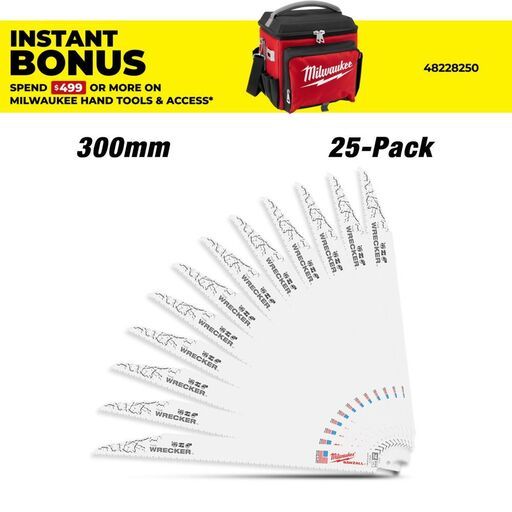 Milwaukee 48008711 25-Pack 300mm (12") 7/11TPI The Wreaker SAWZALL Demolition Reciprocating Blades
