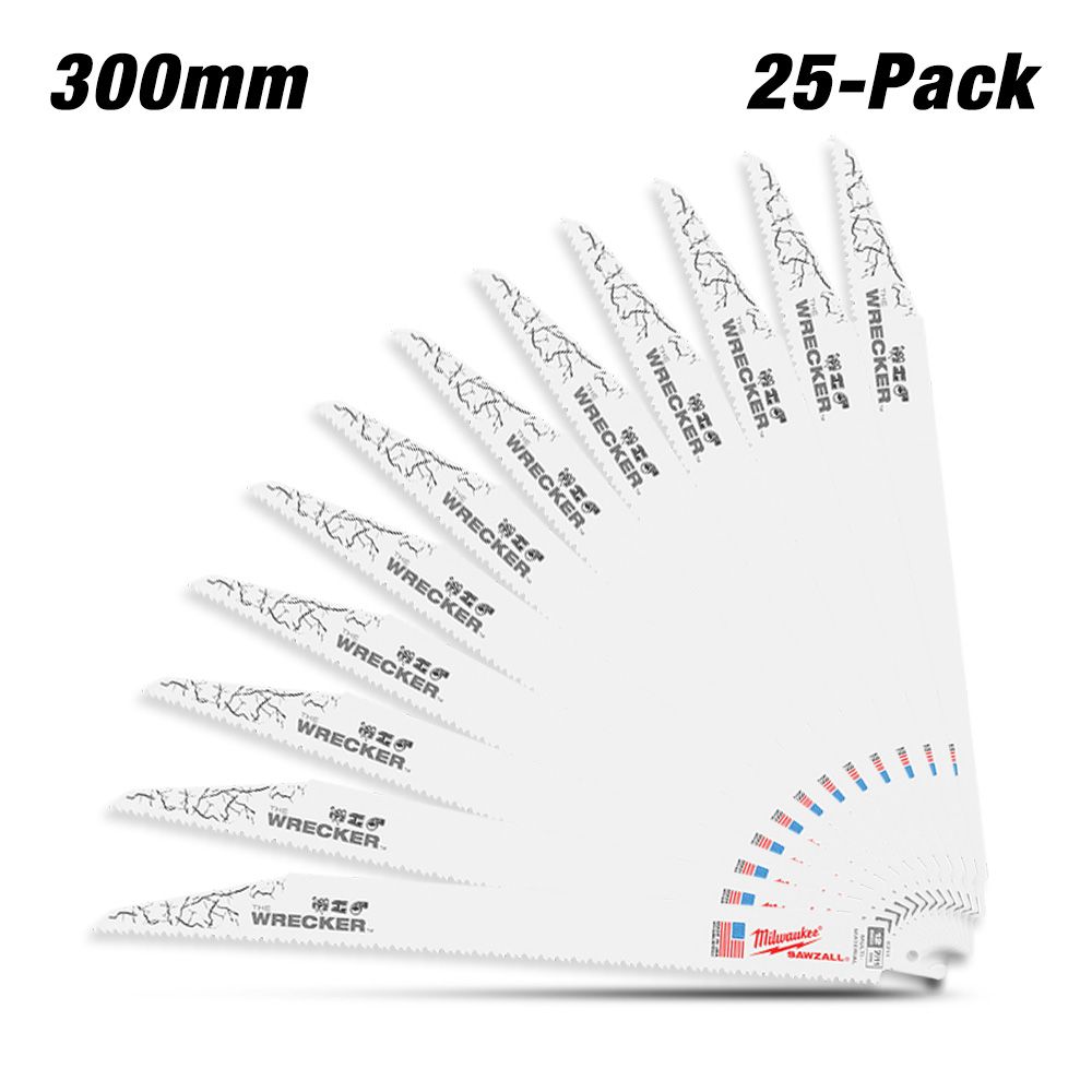 Milwaukee 48008711 25-Pack 300mm (12") 7/11TPI The Wreaker SAWZALL Demolition Reciprocating Blades – image 2
