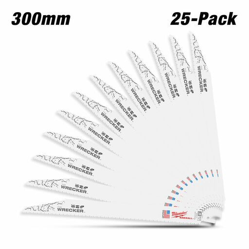 Milwaukee 48008711 25-Pack 300mm (12") 7/11TPI The Wreaker SAWZALL Demolition Reciprocating Blades – image 2