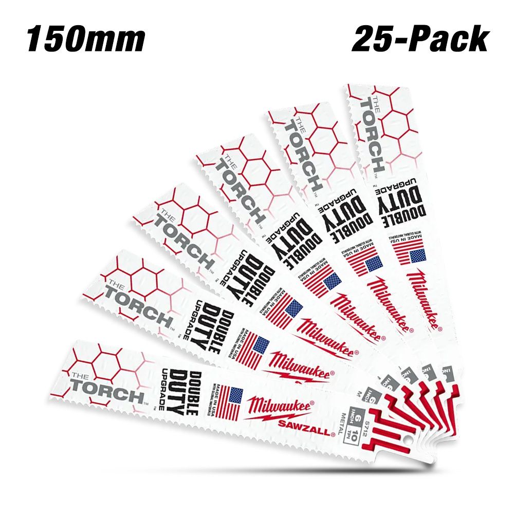 Milwaukee 48008712 25-Pack 150mm (6") 10TPI The Torch SAWZALL Metal Demolition Reciprocating Blades – image 2