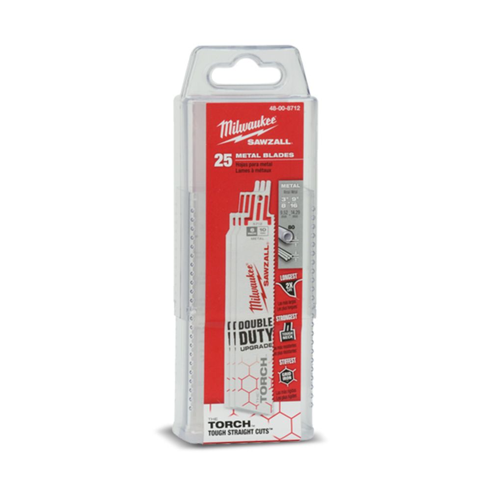 Milwaukee 48008782 25-Pack 150mm (6") 14TPI The Torch SAWZALL Metal Demolition Reciprocating Blades – image 6