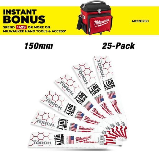 Milwaukee 48008782 25-Pack 150mm (6") 14TPI The Torch SAWZALL Metal Demolition Reciprocating Blades