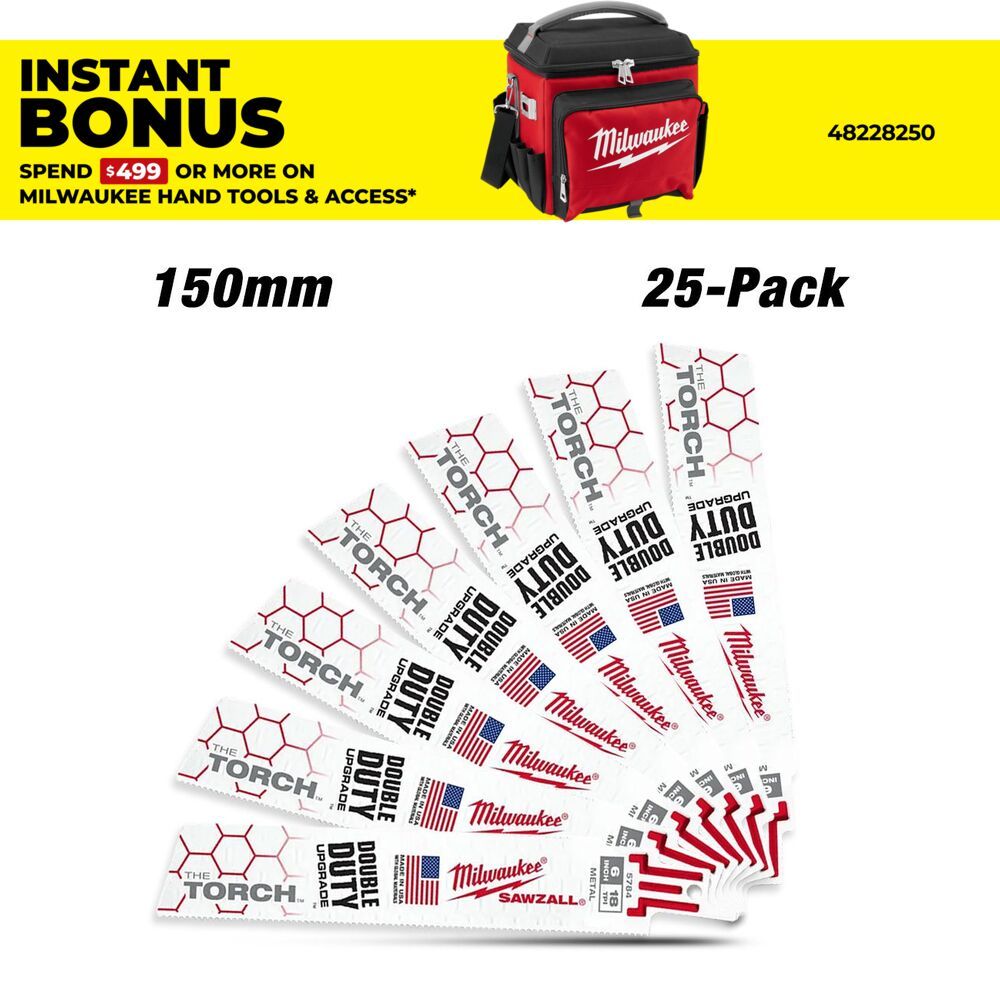Milwaukee 48008784 25-Pack 150mm (6") 18TPI The Torch SAWZALL Metal Demolition Reciprocating Blades – image 1