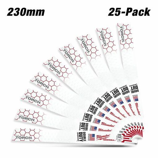Milwaukee 48008787 25-Pack 230mm (9") 14TPI The Torch SAWZALL Metal Demolition Reciprocating Blades – image 2