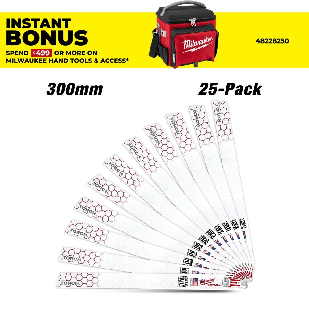 Milwaukee 48008789 25-Pack 300mm (12") 18TPI The Torch SAWZALL Metal Demolition Reciprocating Blades – image 1