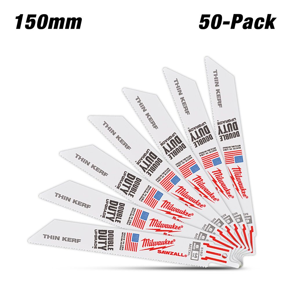 Milwaukee 48016182 50-Pack 150mm (6") 14TPI Thin Kerf Metal SAWZALL Metal Reciprocating Blades – image 2