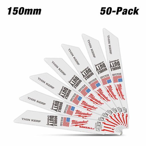 Milwaukee 48016182 50-Pack 150mm (6") 14TPI Thin Kerf Metal SAWZALL Metal Reciprocating Blades – image 2