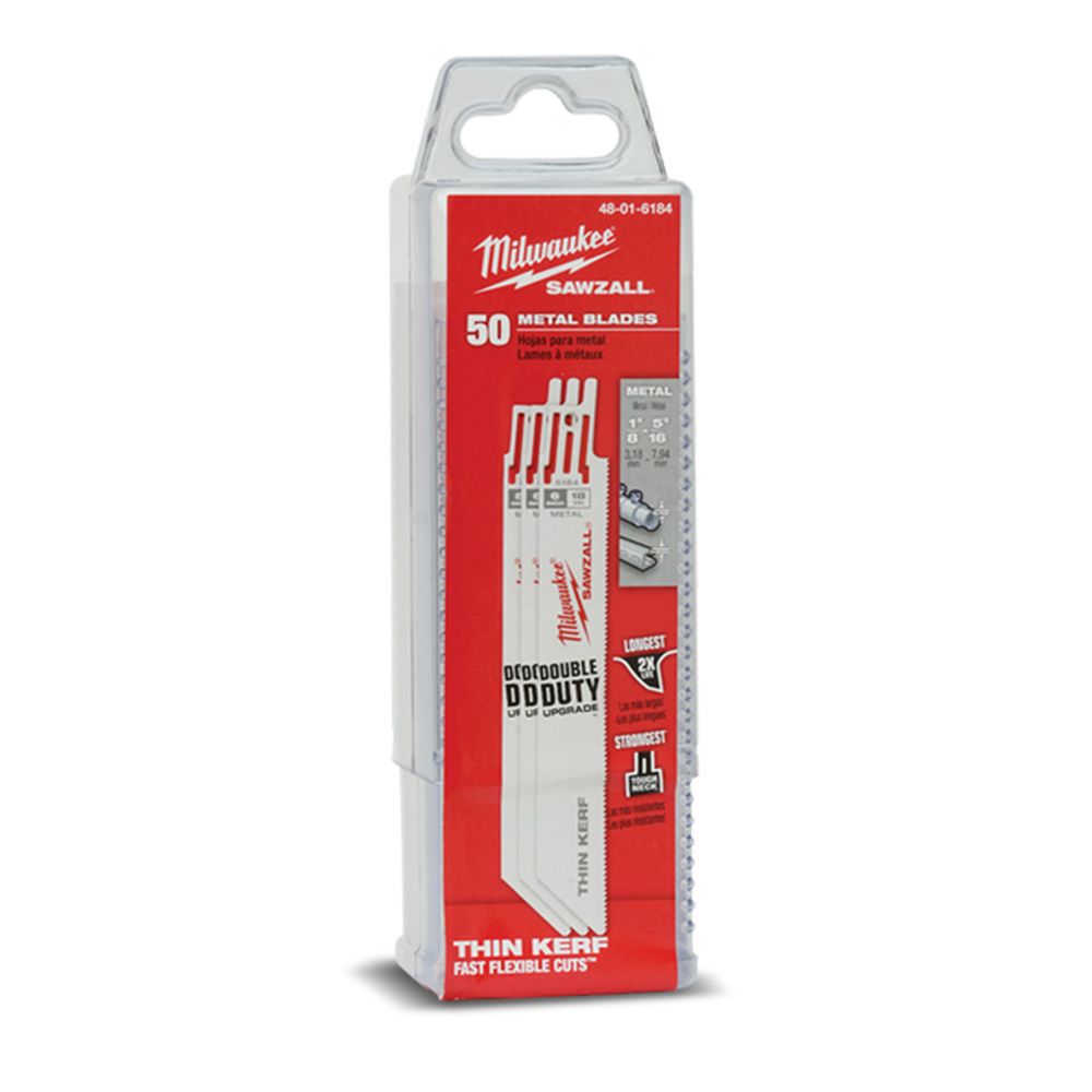 Milwaukee 48016184 50-Pack 150mm (6") 18TPI Thin Kerf SAWZALL Metal Reciprocating Blades – image 6