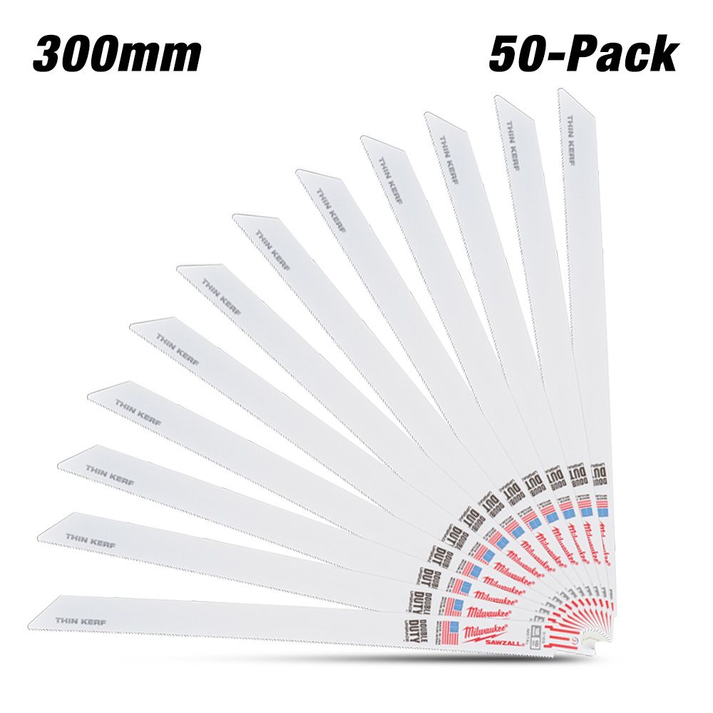 Milwaukee 48016189 50-Pack 300mm (12") 12TPI Ti=hin Kerf SAWZALL Metal Reciprocating Blades – image 2